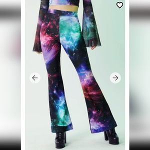 Galaxy rainbow butterfly flare pants